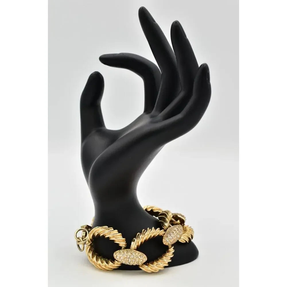 Banana Republic Chain Bracelet Crystal Linked Chunky Gold Tone Signed Y2K Bin4